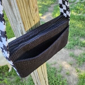 Black and white checkered crossbody bag